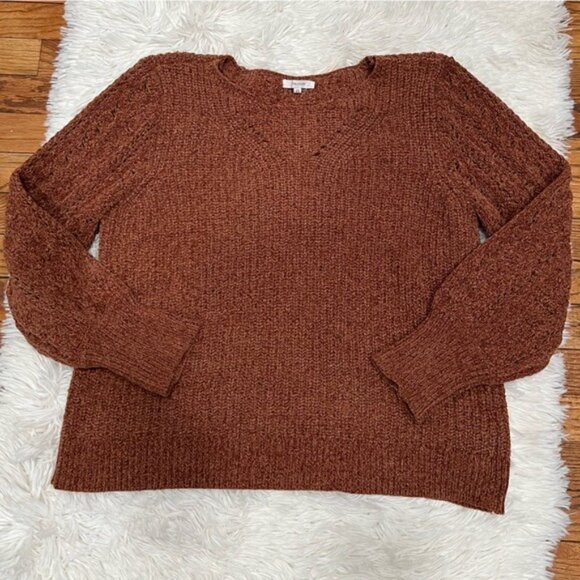 Maurice’s Solid Chenille Pointelle Sleeve Pullover Sweater size L - Picture 4 of 8